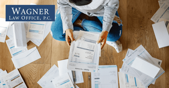Woman managing the debt.