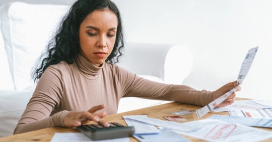 Person reviewing financial situation